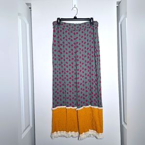 Natural life crochet fringe wide leg boho floral gauzy pants sz XL